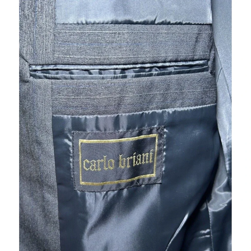 Carlo Briani Vintage Men’s Blazer Dark Grey Light Pinstripe Size 42R